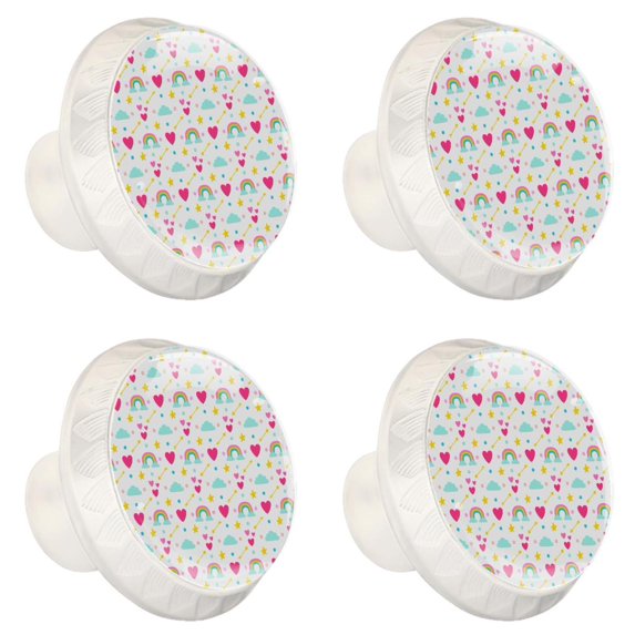 4 Pcs Rainbow Heart Arrow Knobs for Kitchen Cabinet Cupboard Dresser Bookcase Drawer Pulls Handles Round Home Decor