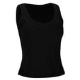 thumbnail image 4 of Womens Tank Tops with Built in Bras Stretchy Ribbed Scoop Neck Slim Fit Padded Sleeveless Shirt Basic Tanks, 4 of 8