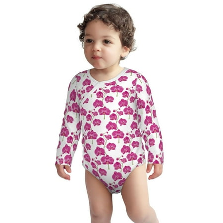 

Fotbe Orchids Flowers Pattern Unisex-baby Long-sleeve Bodysuit Long Sleeve Bodysuits One-piece 100% Organic Cotton for Infant Baby Boys Unisex-12 Months