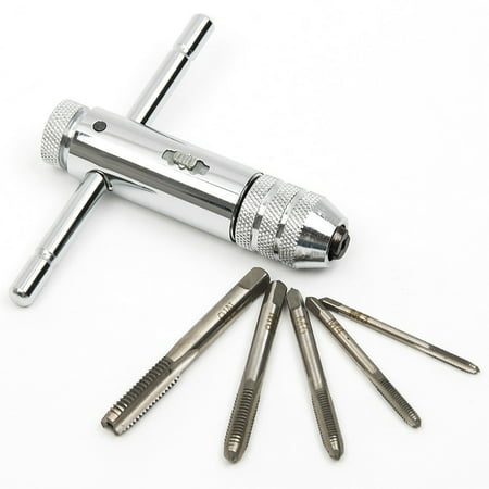 

Adjustable M3M8 Steel THandle Ratchet Wrench Tapping Threading Tool with Sliver Hand Screw Tap