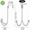 thumbnail image 3 of HFHOME 4Packs Over The Door Double Hanger Hooks, Metal Twin Hooks Organizer for Hanging Coats, Hats, Robes, Towels- Silver, 3 of 8