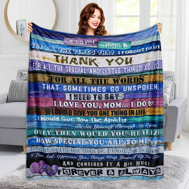 to My Mom Blanket, OUXIOAZ Gifts for Mom Birthday Gifts Mother Blankets  from Daughter Son Christmas Soft Fleece Blanket I Love You Mom Blanket for  Bedding Sofa and Travel 60x80 Inch 
