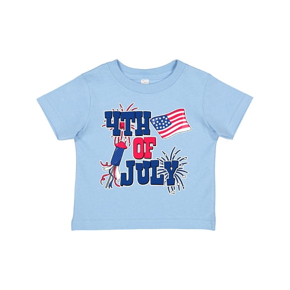 Inktastic 4th of July with Fireworks American Flag and Rocket Boys or Girls Toddler T-Shirt