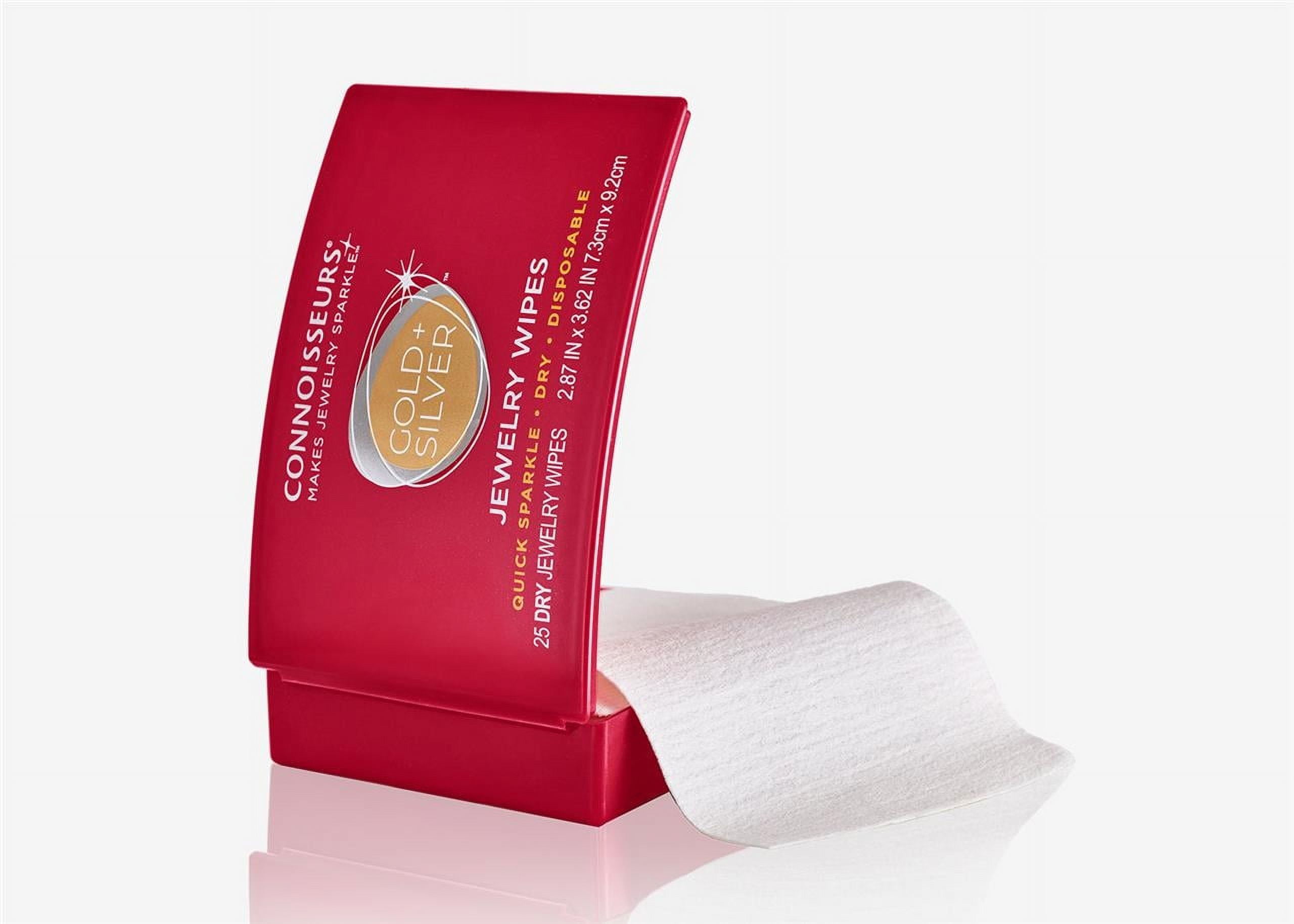 Connoisseurs Gold & Silver Jewelry Cleaning Wipes, Red Compact, 25ct Dry  Disposable Wipes Clean and Polish Gold and Silver Jewelry 