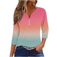 thumbnail image 2 of Babysbule 3/4 Sleeve Gradient Thin Button-Down V-neck Blouse & Top, Women's, 2 of 6