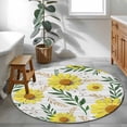 thumbnail image 4 of Yellow Daisy Round Rug 3.3ft Washable Circle Entryway Rugs Non Slip Farmhouse Country Flower Leaf Plant Wood Grain Area Rug Indoor Floor Carpet for Bedroom Kitchen Living Room Home Office Dining Room, 4 of 8