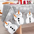 thumbnail image 2 of Christmas Table Cover Gray Snowflake Snowman Tablecloth 60 x 102 Inch Rectangle Picnic Hiking Camper Table Cloth for Xmas Winter Party Supplies Home Kitchen Table Decor, 2 of 6