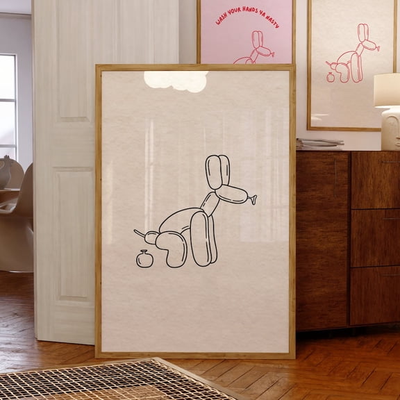 Funny Bathroom Wall Art Print, Cute Dog Pooping Bathroom Poster, Retro Balloon Animal Art, Funny Bathroom Dog Poster, Wall Art UNFRAMED PAPER POSTER, Home Decor, Vintage Gift, Living Room Dercor