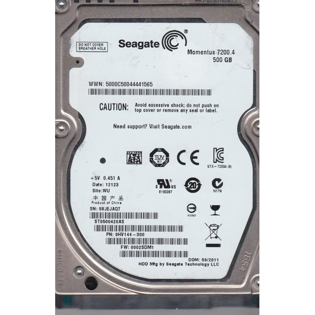 ST9500420AS , 5VJ, WU, PN 9HV144-300, FW 0002SDM1, Seagate Disco Duro 2.5 SATA de 500GB