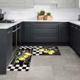thumbnail image 4 of Summer Farmhouse Fruit Lemon Black and White Plaid Kitchen Mat Rug Set of 2 Runner Rug Anti-Fatigue Comfort Memory Foam Standing Mat Non-Slip Floor Door Mat for Bathroom Bedroom 18x30in+18x48in, 4 of 6