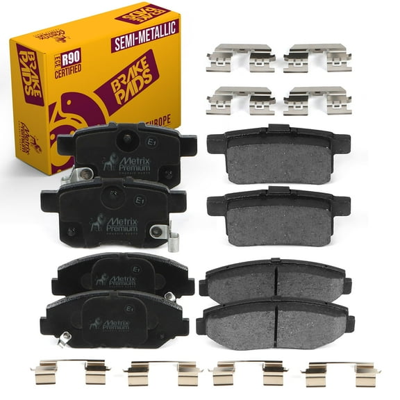 Metrix Premium Chassis Parts - Front & Rear Semi-Metallic Disc Brake Pad Set Fits 2008-2017 Honda Accord, Made in Europe