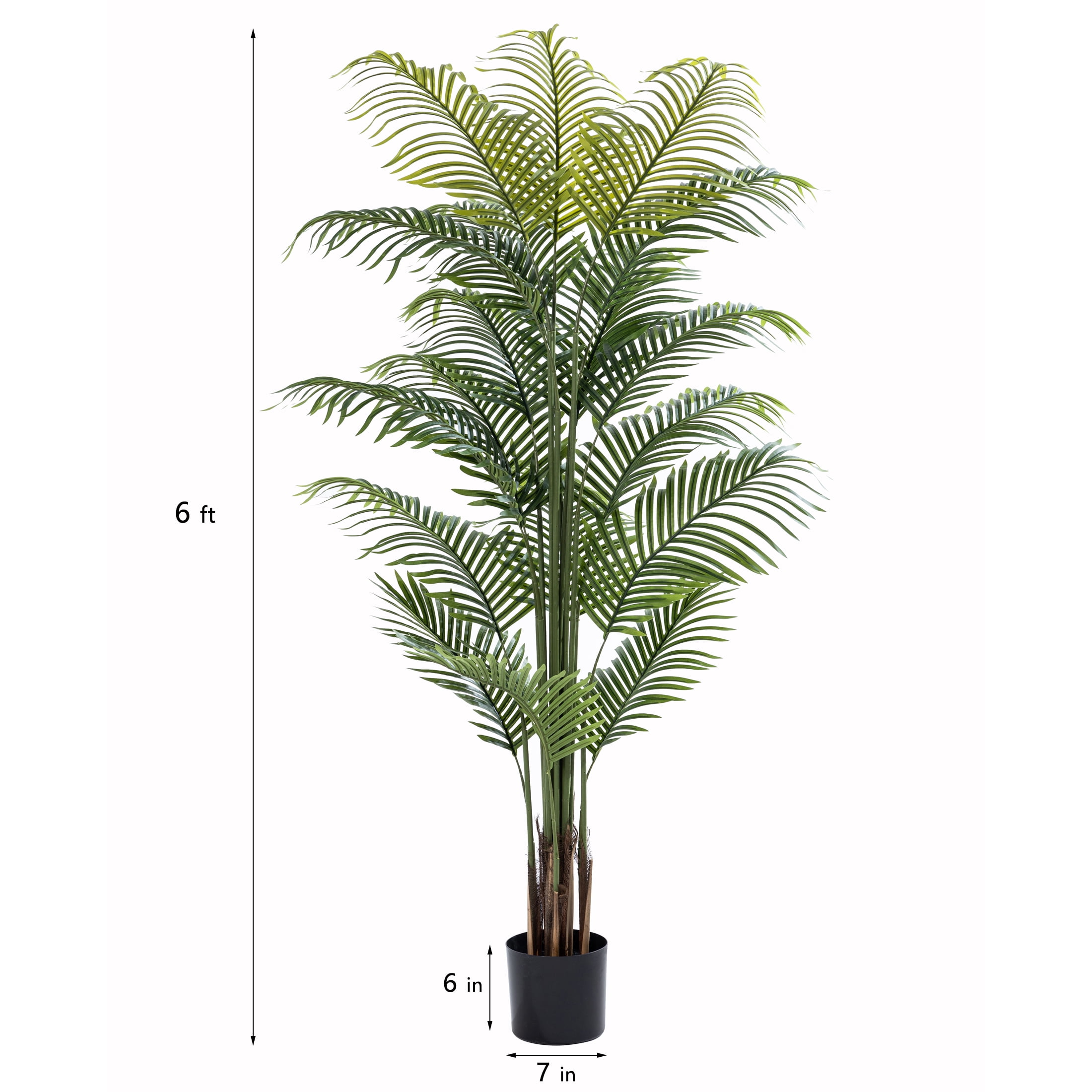 HiPlants 6ft Artificial Palm Plants, 6ft Fake Palm Tree, Pre Potted Faux Greenry Tree for Home Decor Office House Living Room Indoor Outdoor, Big Fake Plants Fake House Plants