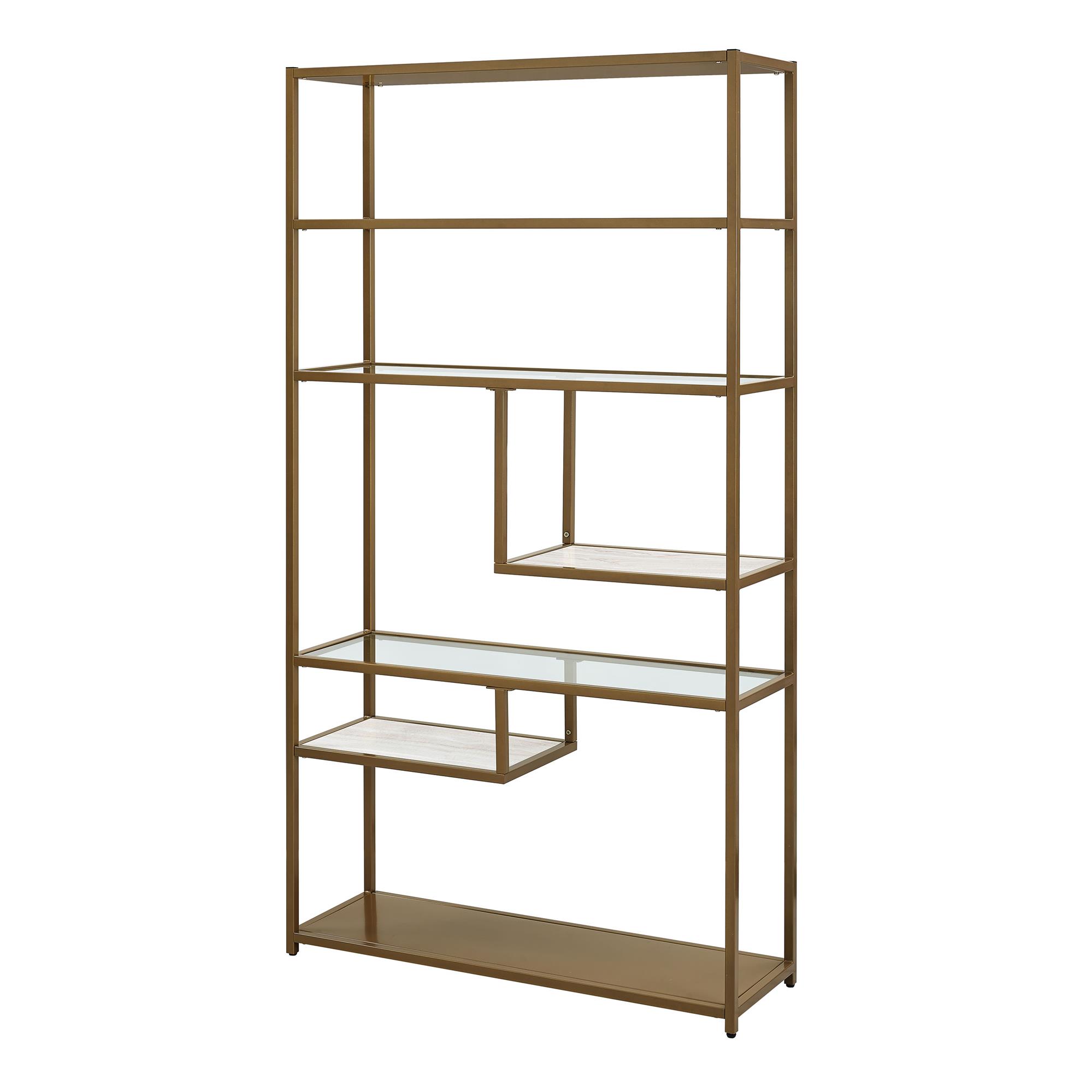 DHP Moriah Bookcase Etagere, Living Room & Home Office, Brass