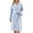 Blue, variant on Womens Embroidered Fleece Robe Shawl Collar Ribbed Mid Length Bathrobe with Pockets