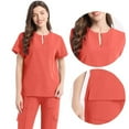 thumbnail image 3 of Zekutng Two Piece Sets for Women Loose Drawstring Pants Pocket Caregiver Short Sleeve V-Neck Blouses Nursing Uniform Set,Sizes S-2XL, 3 of 4