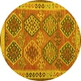 thumbnail image 1 of Ahgly Company Machine Washable Indoor Round Oriental Yellow Traditional Area Rugs, 8' Round, 1 of 4