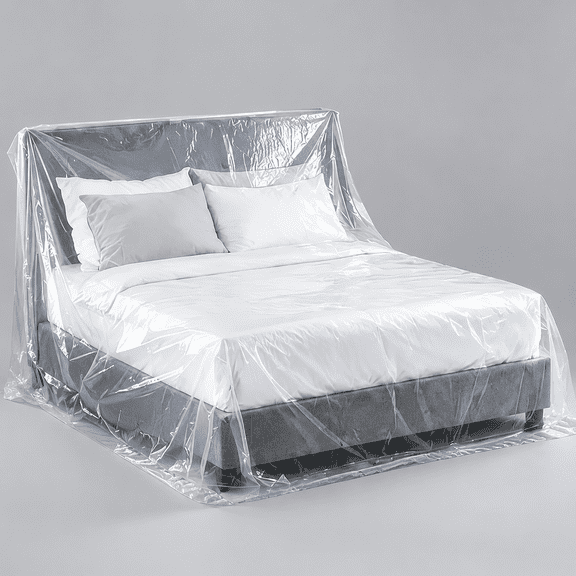Plastic Bed Cover - Waterproof Furniture Sofa Couch Protector from Cat Full Extra Large King Queen Bed Storage Dust Cover for Moving