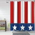 thumbnail image 2 of Red Blue Stripes Shower Curtain, 4th July Patriotic Stars Shower Curtain Set with Hooks, Spring Summer Waterproof Fabric Shower Curtains for Bathroom Decor, 36x72 Inch Bath Curtain, 2 of 6