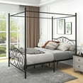 thumbnail image 2 of Canddidliike Vintage Style Full Size Metal Canopy Bed Frame - Black, 2 of 5