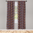 thumbnail image 4 of Ambesonne Retro Window Curtains, Funky Colorful Quirky Shapes, Each 28" W x 84" L, Dark Orange and Pink, 4 of 4