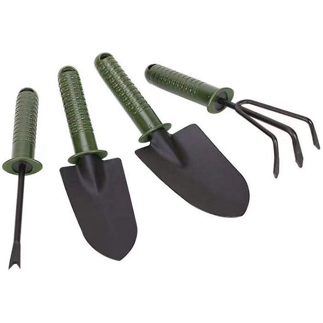 Juego de herramientas de jardín, kit de jardinería de 4 piezas que incluye paleta de mano, paleta de trasplante y rastrillo de mano cultivador con mango ergonómico antideslizante d