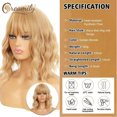 thumbnail image 7 of Creamily 12" Blonde Wigs for Black Women Synthetic Curly Blonde Bob Wigs with Bangs Water Wavy Wig Wefted Wig Caps, 7 of 7