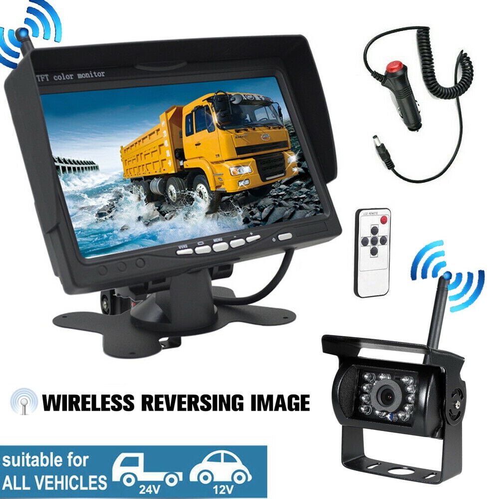 Bileeko For Truck Trailer RV Wireless Backup Camera 7" Monitor Rear