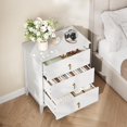 thumbnail image 2 of Garvee Fluted Dresser for Bedroom 27.5" Wide, 3-Drawer Wood Dresser Nightstand for Bedroom, Modern Chest of Drawers, Storage Organizer Cabinet for Living Room, Hallway, Entryway, White, 2 of 9