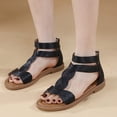 thumbnail image 5 of IUJSOY Sandals for Women Hollow Out Flat Sandals Open Toe Ankle Strap Back Zipper Summer Shoes, 5 of 9