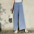 thumbnail image 2 of AherBiu Boho Pants for Women Ruched Flowy Summer Beach Vacation Slacks Elastic High Waisted Trousers, 2 of 3