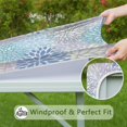 thumbnail image 6 of Blue Floral Leaf Pattern Square Fitted Tablecloth with Elastic Edge,Square Table Cover,Washable Elastic Table Cover for Home Kitchen Party Decor 36"x36", 6 of 6