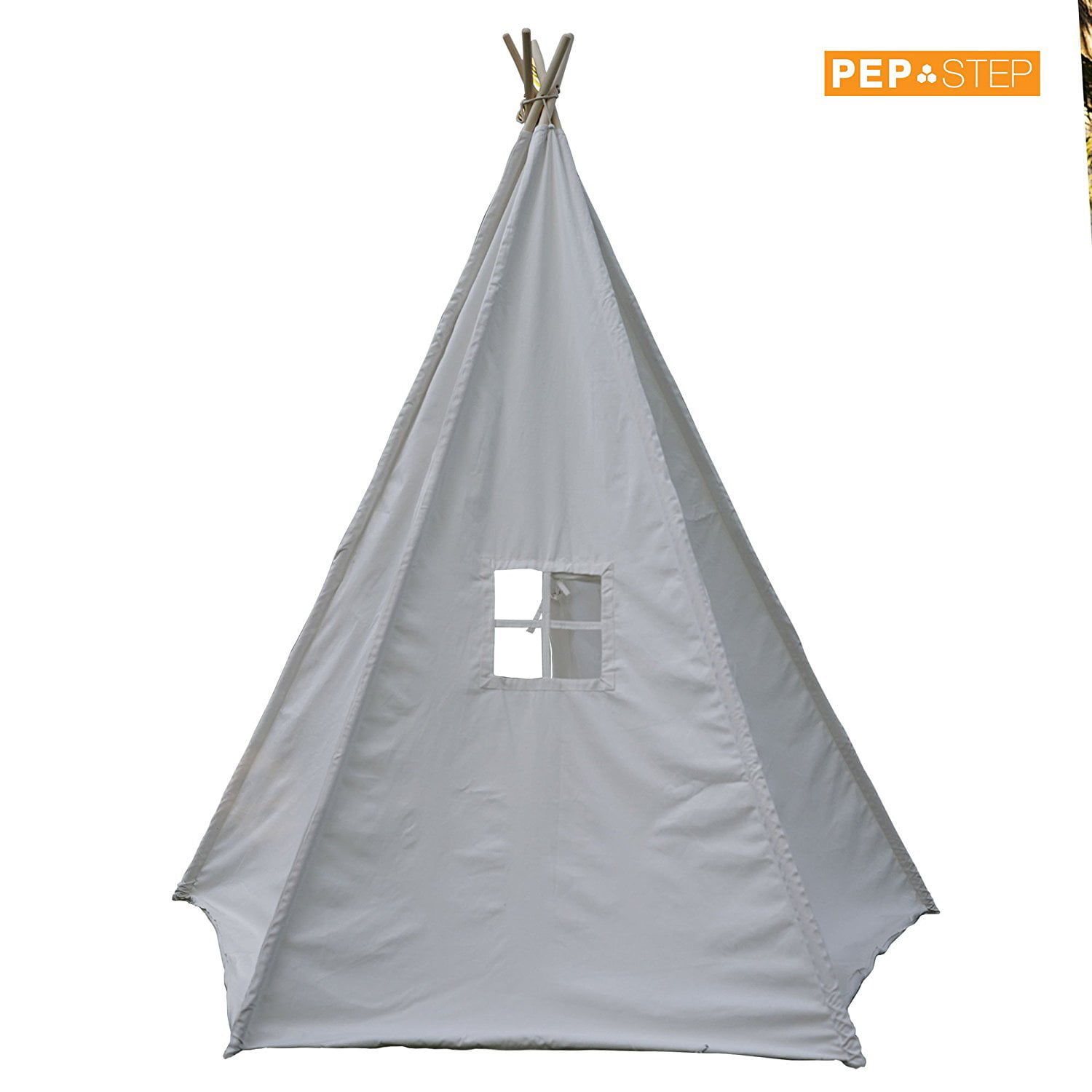 Maakte zich klaar Vergelding voorraad PEP-STEP Large Cotton Canvas TeePee Tent - Fordable 6 Feet Tall - 5 Poles -  Customizable white Cotton Tent - Childrens TeePee Tent High Quality Kids  Play Tent - Walmart.com