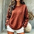 thumbnail image 3 of Mock Neck Sweatshirt Women Oversized Long Sleeve Leopard Pullover, L, 3 of 4