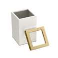 thumbnail image 2 of Gatco Elevate Stainless Steel 3 Gallon Square Wastebasket, Matte Pearl/Brass Lid, 2 of 5