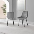 thumbnail image 3 of Furniturebox UK Pesaro Modern Adult Gray Velvet Dining Side Chairs, Set of 2 (Black Legs), 3 of 6