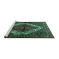 thumbnail image 2 of Ahgly Company Machine Washable Indoor Rectangle Persian Turquoise Blue Traditional Area Rugs, 7' x 9', 2 of 4