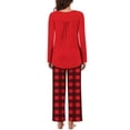 thumbnail image 3 of Wdfiry Long Sleeve Nightwear Solid Color Plaid Pajamas Sets for Women Casual Pjs Lounge Set Home Clothes Sleepwear, 3 of 6