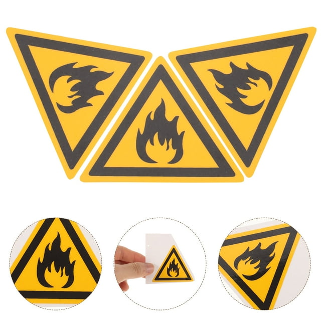 Phenofice 3pcs Warning Sticker Caution Sign For Safety Homes Offices And And Easy To Understand Fire Scene Decals