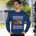 thumbnail image 3 of Christmas Sweatshirt, Life is Better on the Farm Christmas Sweatshirt, Funny Farm Animals Holiday Ugly Sweatshirt, Tractor Crewneck for Farmers & Country Lovers, 3 of 5