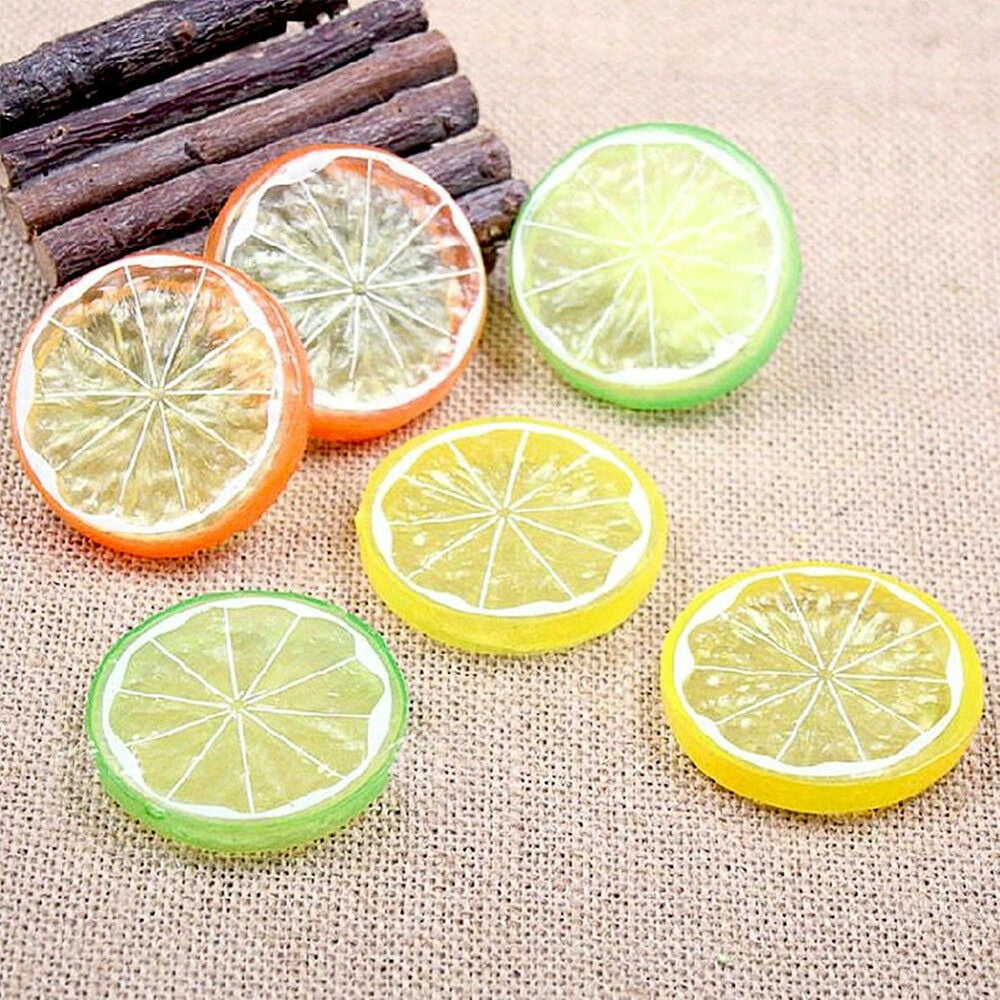 Details about   10Pcs Lifelike Decorative Artificial Plastic Lemon Slice Fake Fruit Home Decors 
