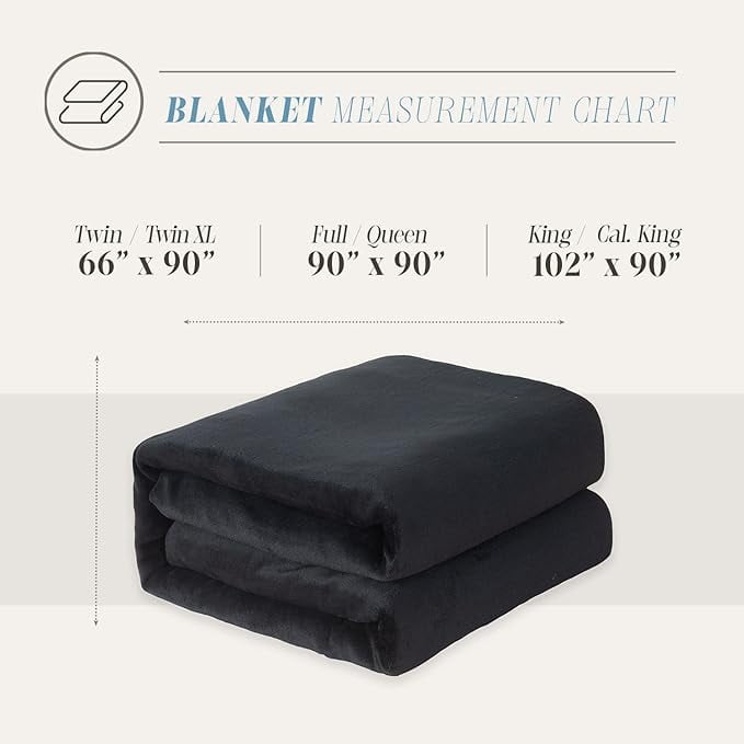 Elegant Comfort Luxury Velvety Feel Blanket, All-Season Lightweight Blanket, Ultra Plush, Soft, Flannel Fleece for Couch, Sofa, Bed, Travel, Solid Design,Twin/Twin XL, Black