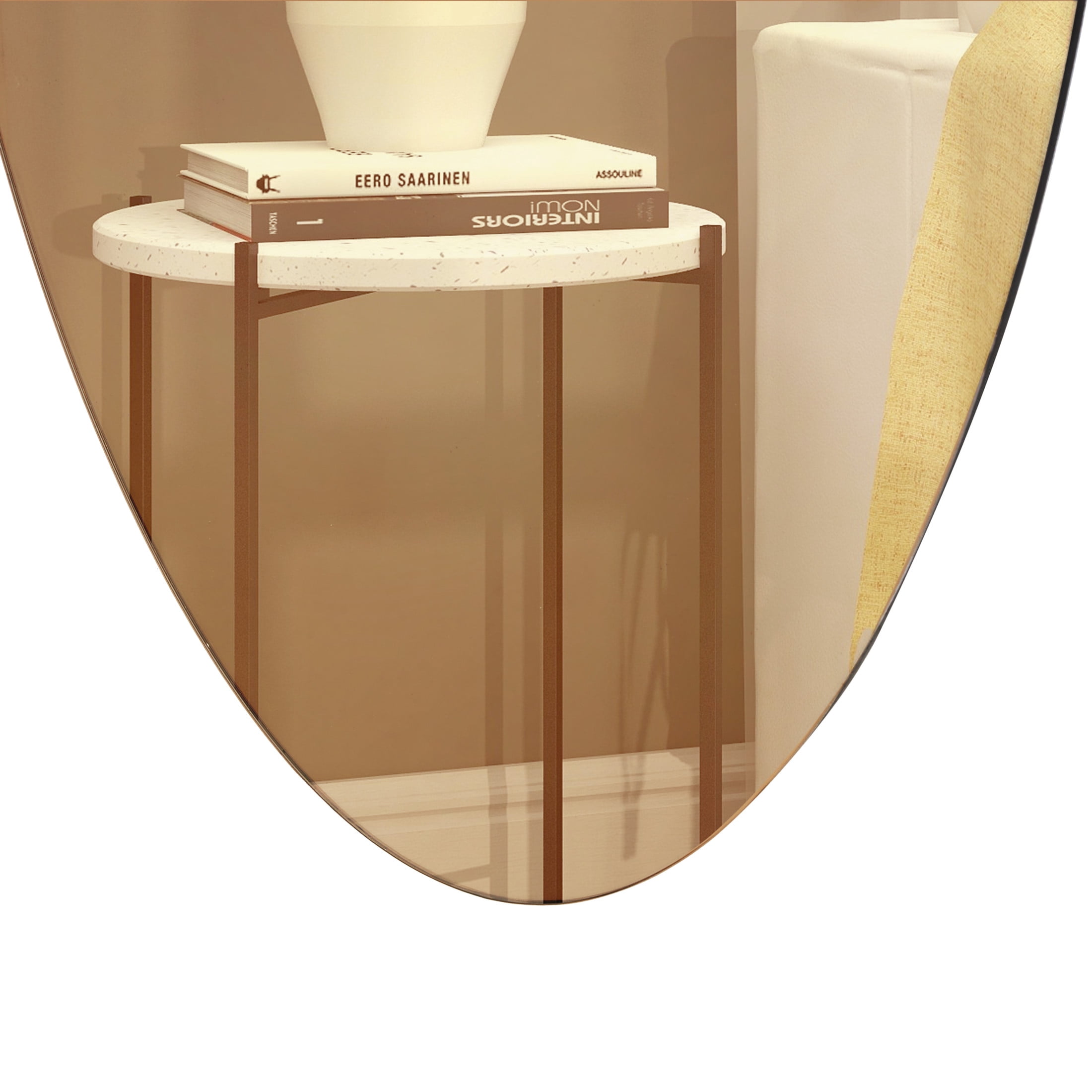 DecMode 20" x 47" Beige Oval Wall Mirror