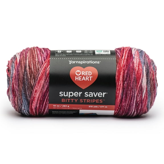 Red Heart Super Saver Bitty Stripes-Love Bug
