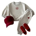 thumbnail image 5 of Rhuody Outfits For Boys Letter Embroidered And Heart Hoodie And Pants Two Piece Kids Long Sleeve Tracksuit Cute Clothing Beige 18-24 Months, 5 of 5