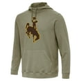 thumbnail image 2 of Men's Antigua Heather Olive Wyoming Cowboys Cloud Pullover Hoodie, 2 of 3