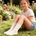 thumbnail image 3 of MKOSPLRT 6-14 Years Big Girls Socks 3 Pairs Toddlers Ruffle Sock Girl's Knee-High Stockings Kids Cozy Warm Solid Color Long Socks, 3 of 7