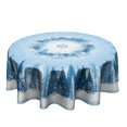thumbnail image 1 of Mantel Granbey 152 cm Redondo con Copos de Nieve Azul y Blanco para Invierno, 1 of 8