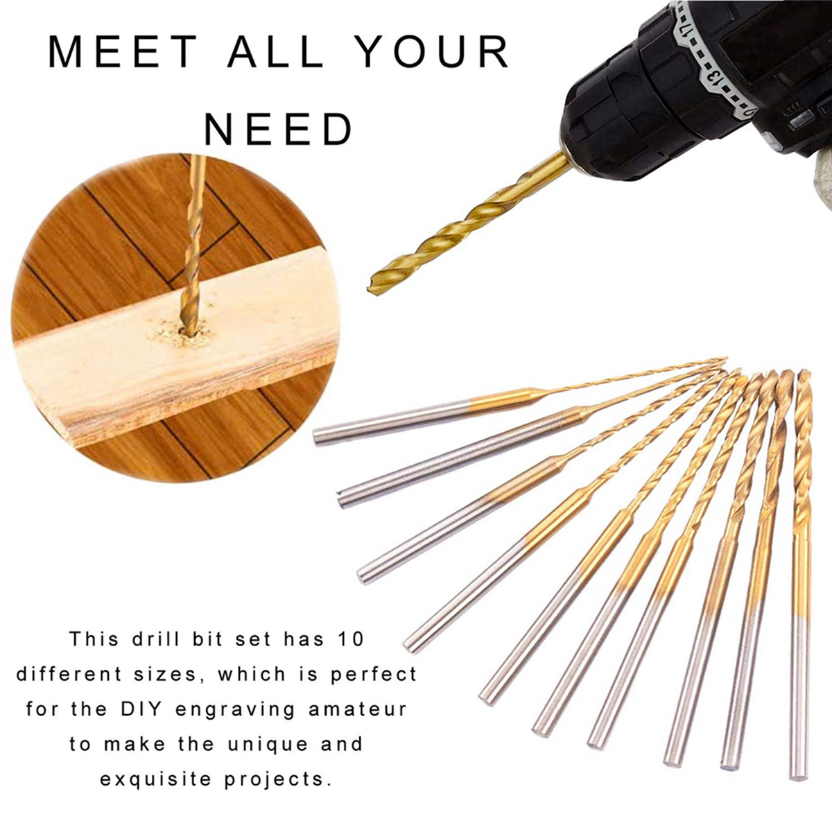 Micro-Twist Drill Bit Set - 50Pcs 0.6mm-2.2mm Tiny 2.35 Shank HSS Mini Engraving Bits Hole Drilling Tool
