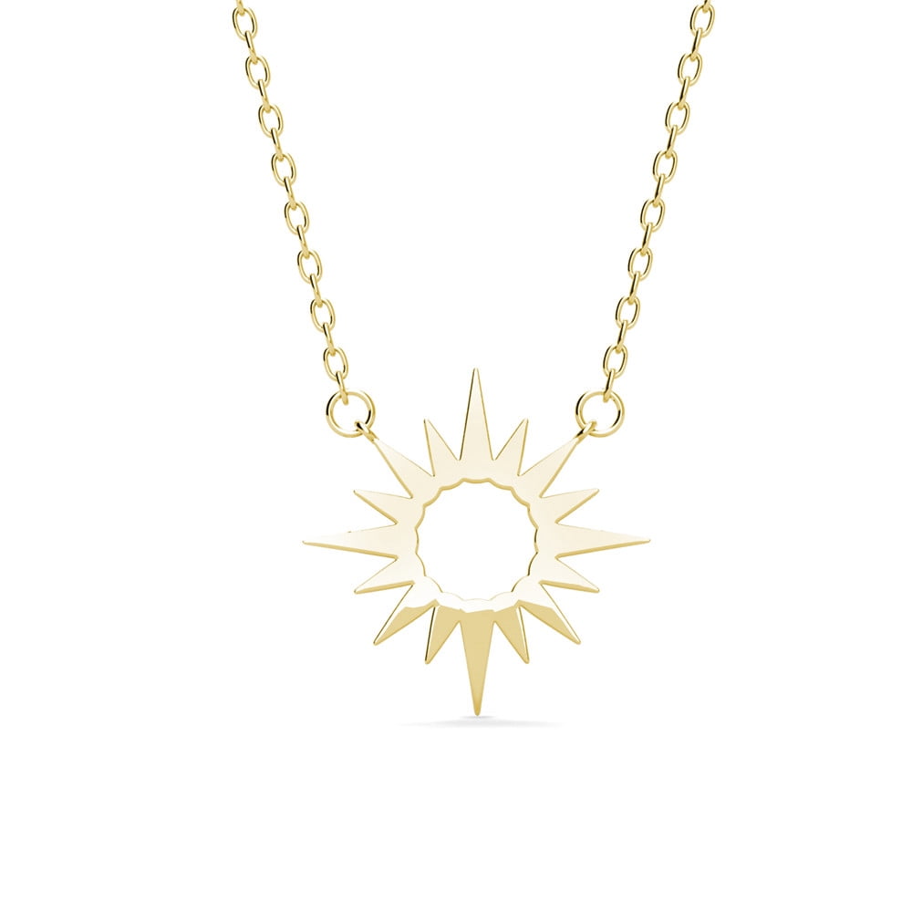 Cate & Chloe Evie 18k Yellow Gold Plated Sun Pendant Necklace with Swarovski Crystals for Women