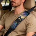 thumbnail image 5 of Xixirimido Leather Seat Cover Front Seats Only, Universal Fit Auto Front Seat Covers for Sedan Van SUV Truck 5 Pcs Set with Seatbelt Covers & Center Console Cover, Black Cat & Floral, 5 of 8